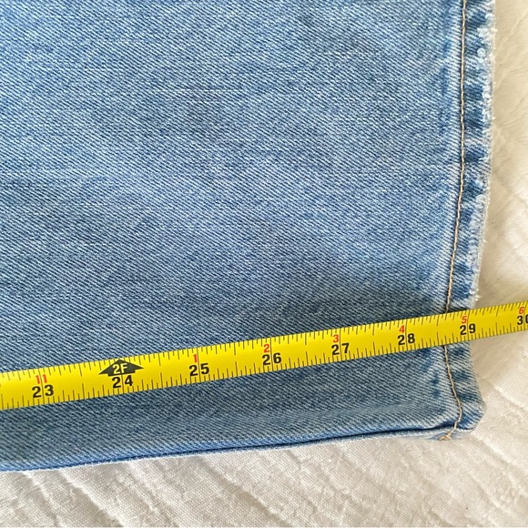 NEW OAK+FORT 100% Organic Cotton Wide Leg Light Wash Blue 29” Jean Size 27 - Picture 9 of 10